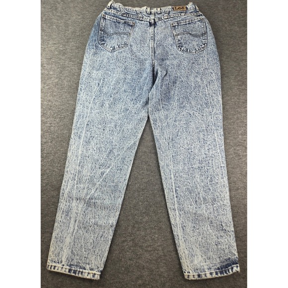 Lee Denim - Lee Jeans Women 18 MED Blue Acid Wash High Waist Tapered Leg Vintage 90s USA
